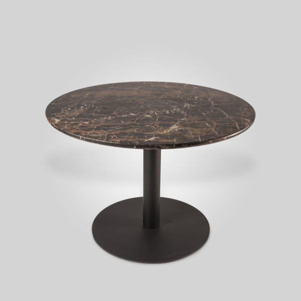 SLAB MARBLE LOOK DINING TABLE - dark brown