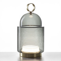 DOME NOMAD L LINES OUTDOOR - smoke grey - brushed brass