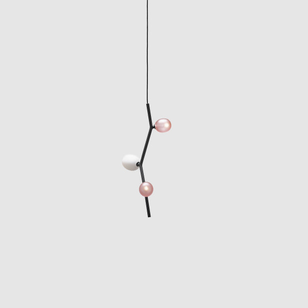 IVY VERTICAL 3 - light pink - triplex opal - anthracite grey - black cable