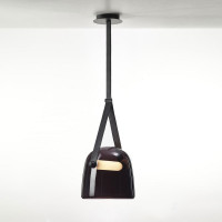 MONA XL PENDENT - violet - black leather - black canopy