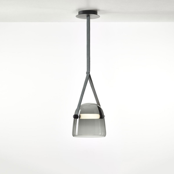 MONA L PENDENT - black - grey leather - black canopy