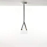 MONA M PENDENT - transparent - black leather - white canopy