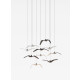 NIGHT BIRDS MINI 1387 - triplex opal BROKISGLASS matte - silver cable