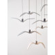 NIGHT BIRDS MINI 1387 - triplex opal BROKISGLASS matte - silver cable