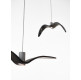 NIGHT BIRDS MINI 1387 - triplex opal BROKISGLASS matte - silver cable