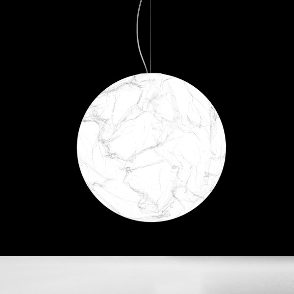 MOON 200 SUSPENSION - ON/OFF - japanese paper - white ceiling rose