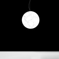 MOON 60 SUSPENSION - ON/OFF - japanese paper - white ceiling rose