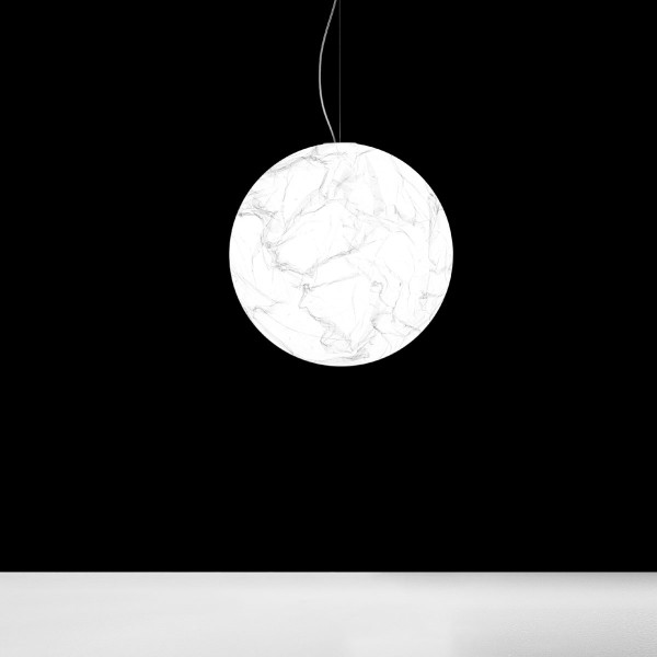 MOON 80 SUSPENSION - ON/OFF - japanese paper - white ceiling rose