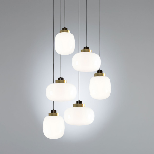 Legier Chandelier .26 - brushed brass - opal white