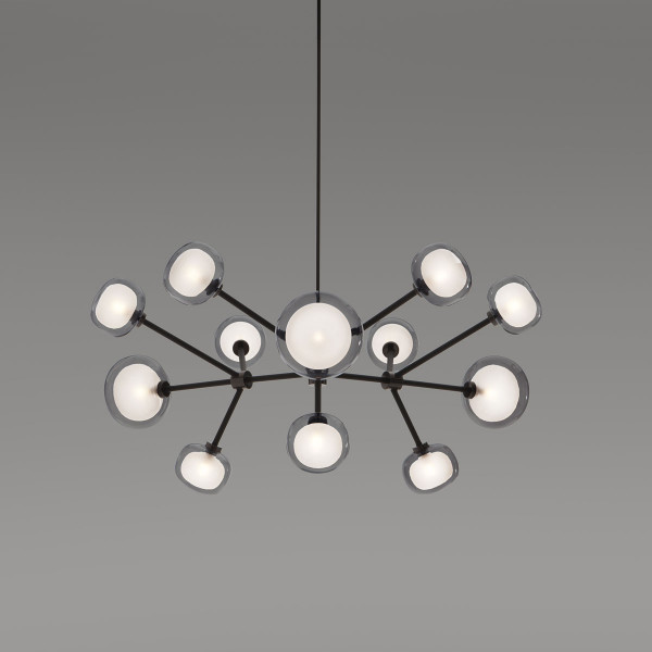 Nabila Chandelier .12 - black chrome - smoked